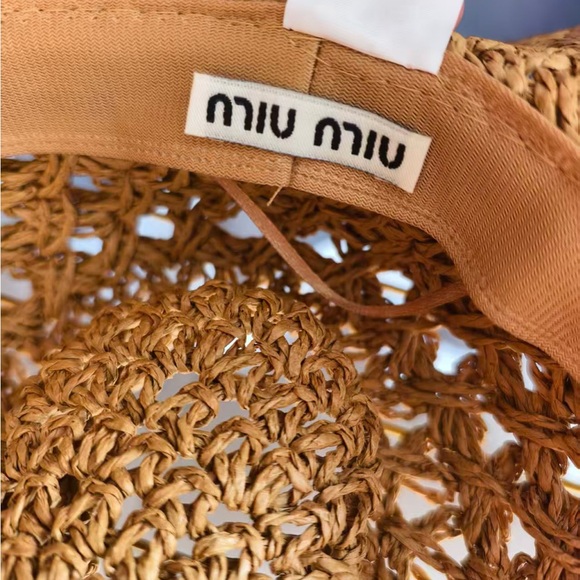 Miu Miu Beige Grass Woven Cowboy Hat OS 57cm Western Sun Hat Adjustable - Picture 4 of 7